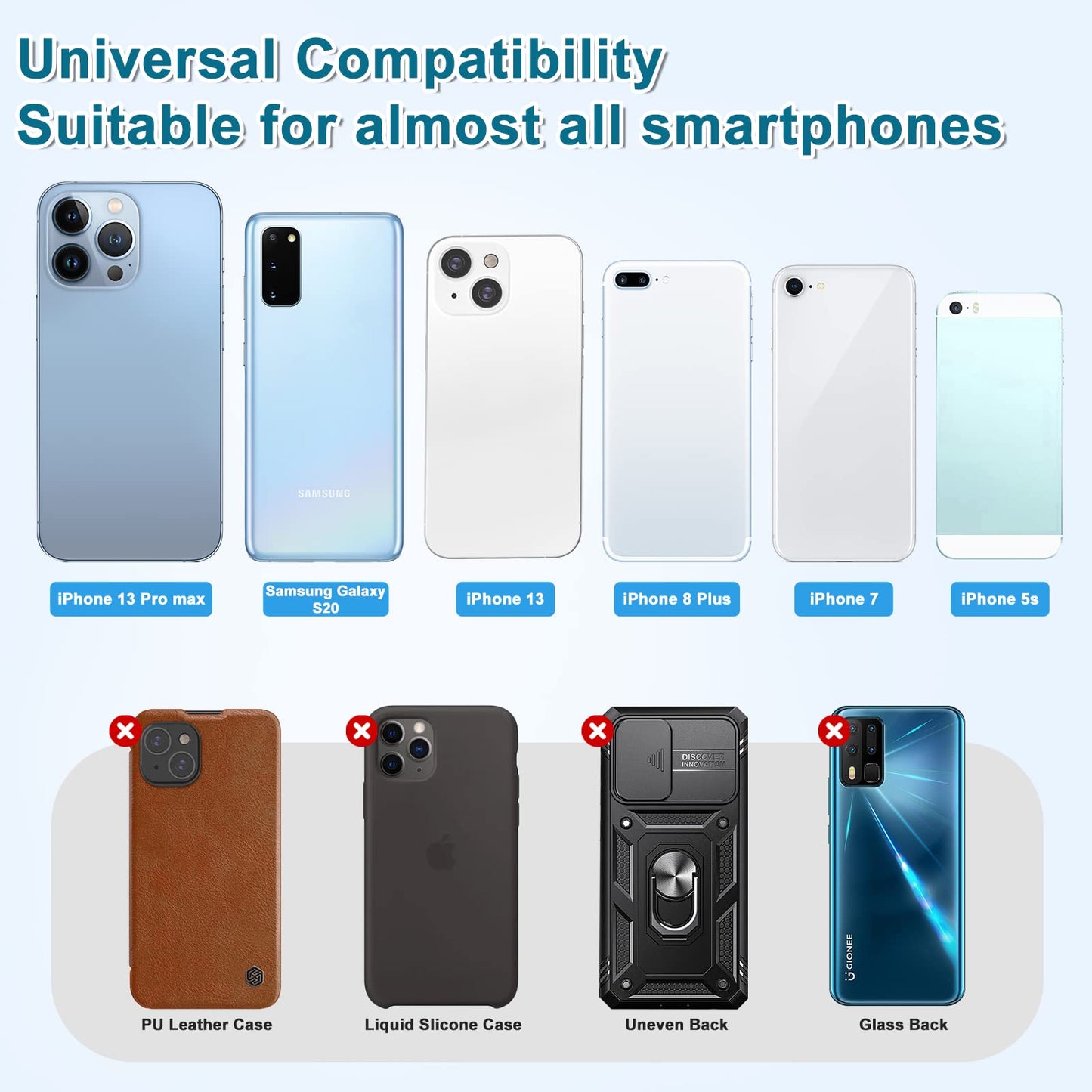 SHANSHUI Card Holder for Phone, Adhesive Phone Wallet Credit ID Business Card Holder Silicone Pocket Stick on Compatible with iPhone & All Smartphones