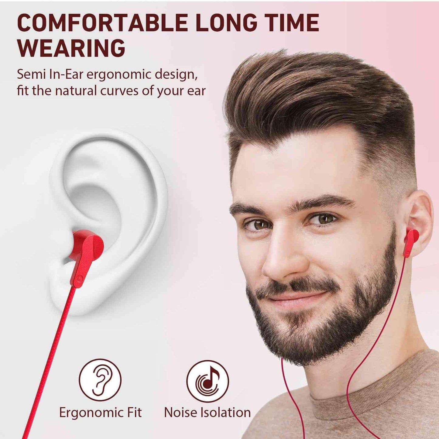 UrbanX R2 Wired in-Ear Headphones with Mic for Samsung Galaxy Tab A 8.0 (2019) with Tangle-Free Cord, Noise Isolating Earphones, Deep Bass, in-Ear…
