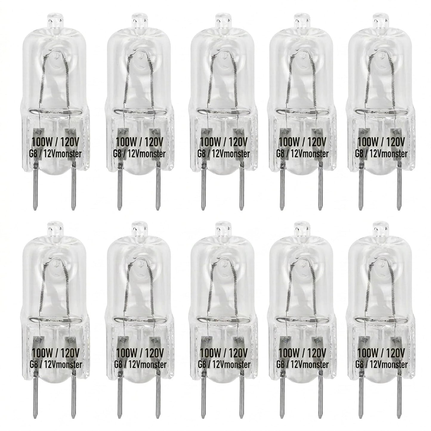 12Vmonster Specialty Lighting Value 10 Pack G8 100W 120V Dimmable Halogen Light Bulb Replacement Puck Lighting Under Counter Range Hood Appliance