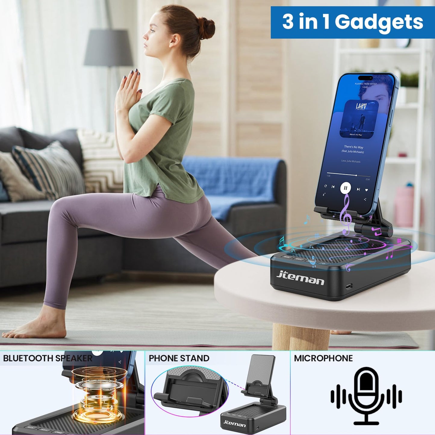 Cell Phone Stand with Wireless Bluetooth Speaker and Anti-Slip Base HD Surround Sound Perfect for Home and Outdoors with Bluetooth Speaker for Desk