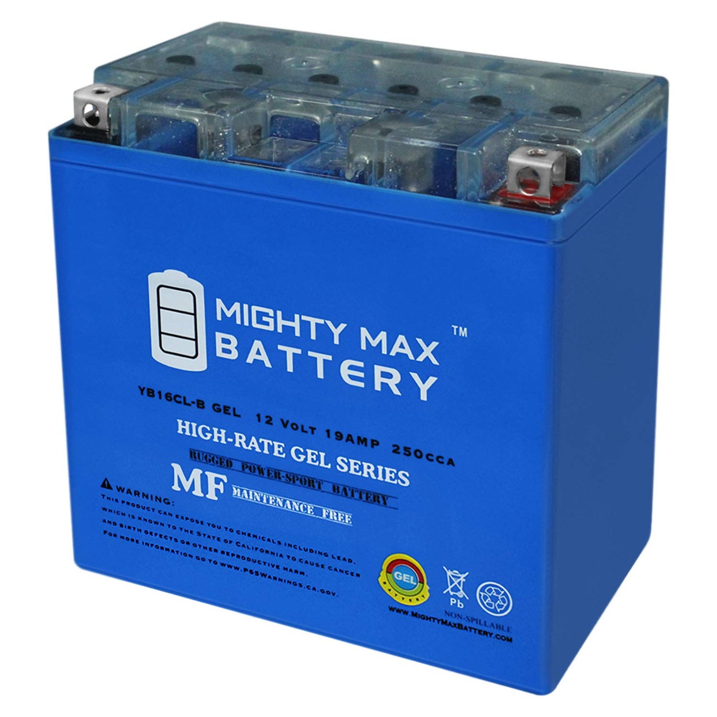 Mighty Max Battery YB16CL-B GEL -12 Volt 19 AH, GEL Type, 250 CCA, Rechargeable Maintenance Free SLA AGM Motorcycle Battery