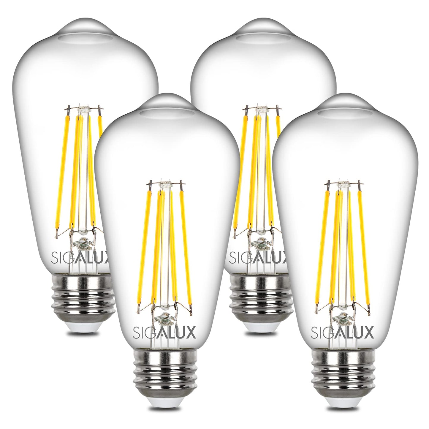Sigalux Edison Bulbs, E26 LED Bulb ST58 Filament Clear Non-Dimmable Vintage Light Bulbs 60W Equivalent 700LM Daylight White 5000K 15, 000hrs 4 Pack