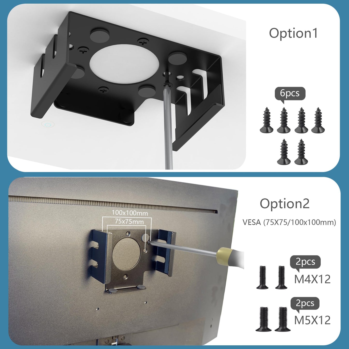 Bylitco All Metal Mount Holder Bracket for Mac Mini M4/M4 Pro 2024, Under Desk or Behind The Monitor