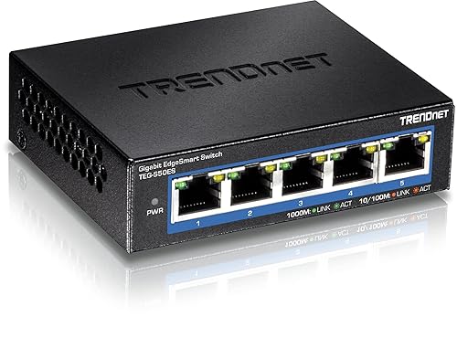 TRENDnet 5-Port Gigabit EdgeSmart Switch, TEG-S50ES, 5 x Gigabit Ports, 10Gbps Switch Capacity, Ethernet Splitter, Managed Smart Gigabit Switch