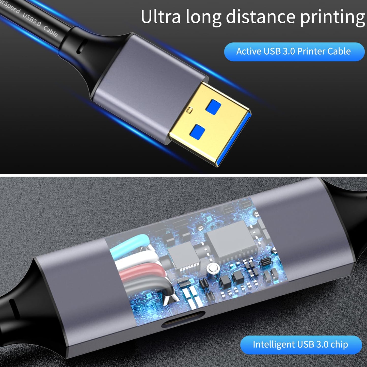 GOSYSONG USB 3.0 A to C Data Transmission Cable 20ft, 5Gbps Super Speed USB 3.0 Cable Compatible with VR,Xbox,Laptop,Camera,Docking Station,SSD