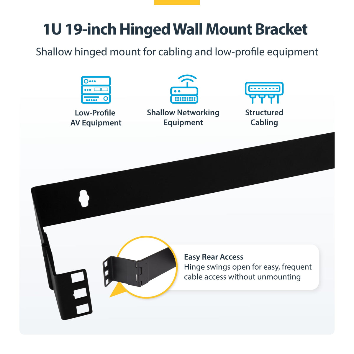 StarTech 1U Hinged Wall-Mount Patch Panel Rack, 6in, 17lb (WALLMOUNTH1)