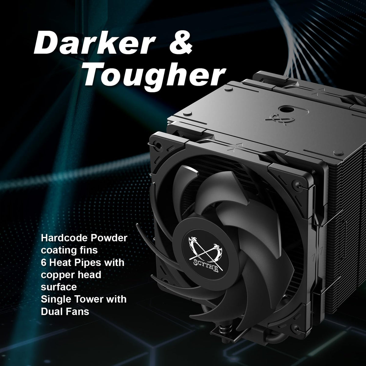 Scythe Mugen 6 Dual Fan Black Edition CPU Air Cooler, Intel LGA1700, LGA1151, AMD AM5, AM4 Support,120mm, Single Tower, Aluminium Top Cover (Mugen 6