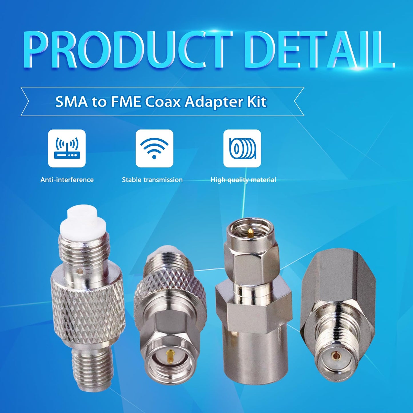 TUOLNK 4 Type Set SMA to FME 4G Antenna Adapter Kit SMA to FME Coaxial Adapter WiFi Antenna for Coaxial Cable WiFi Antenna Wireless LAN Device RF Coax