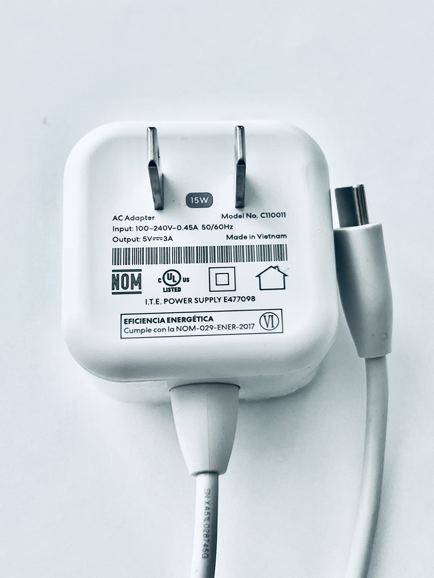 C110011 USB-C 5.0V 3A 15W Replacement Power Adapter for eero Pro 6 Mesh WiFi & More, White