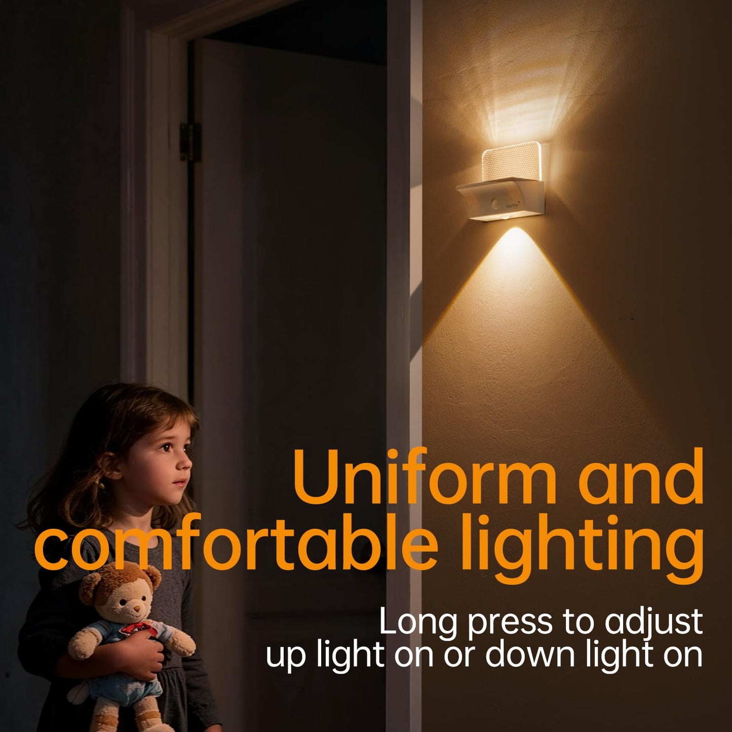 Valytime USB Rechargeable Motion Sensor Wall Light for Entryway, Magnetic Mount No Wiring, Up & Down Lighting 3 Color Temperatures, DIY Message Panel