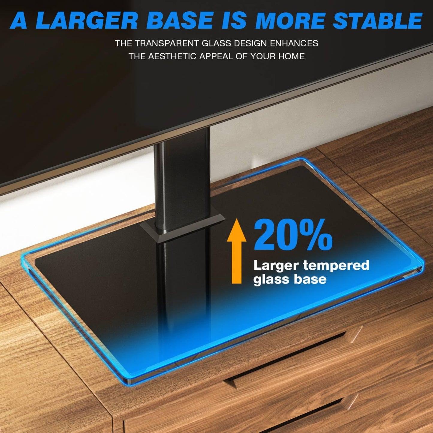 Rfiver Universal Table Top TV Stand TV Base Replacement for Most 27-60 Inch LCD LED Flat Curved Screen TVs Holds up to 88lbs, Height Adjustable TV