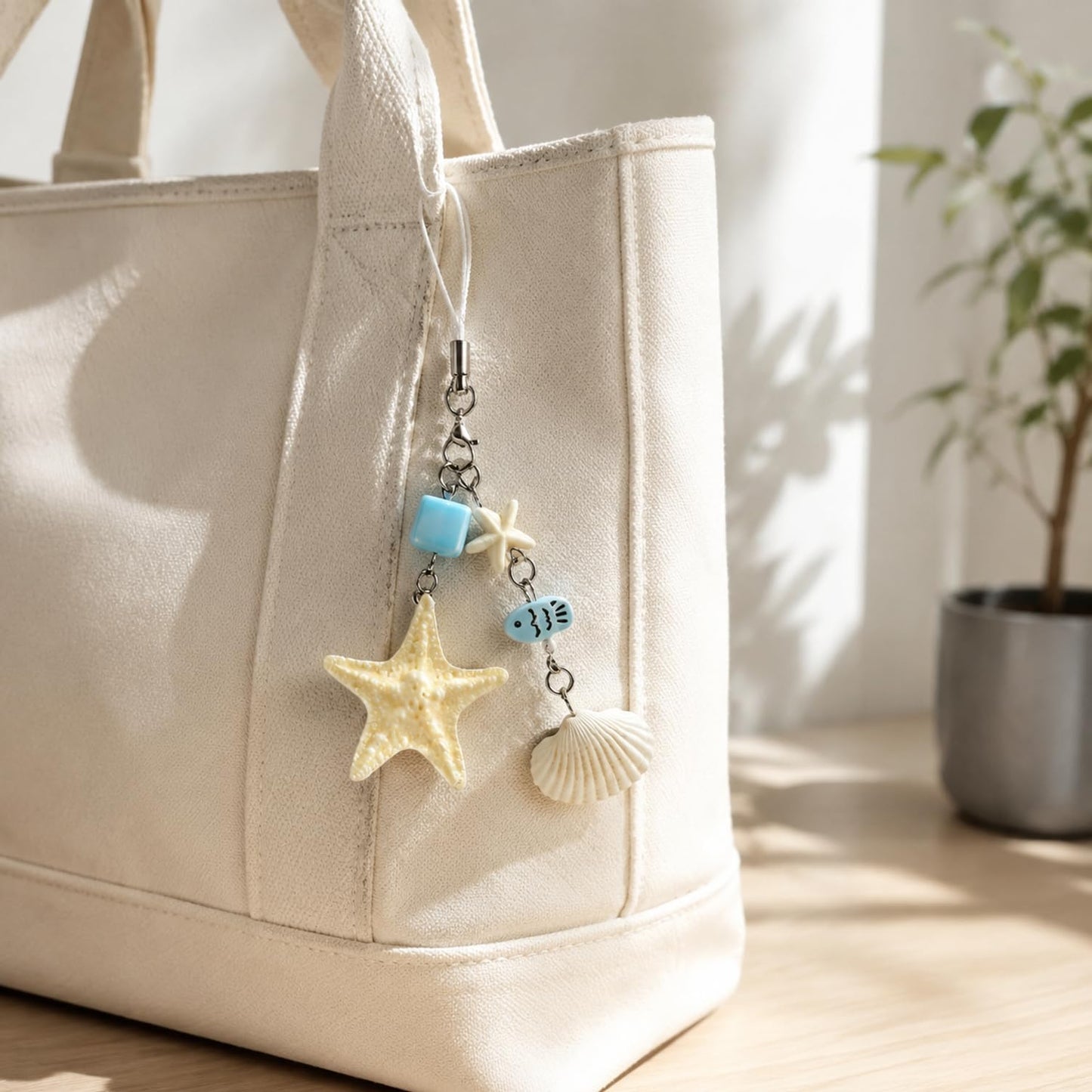 3PCS Beach Style Phone Charm Strap Chains, Hand Phone Wrist Strap Camera Lanyard,Trendy Shell, Starfish Beaded Cell Phone Lanyards for Women, Girls