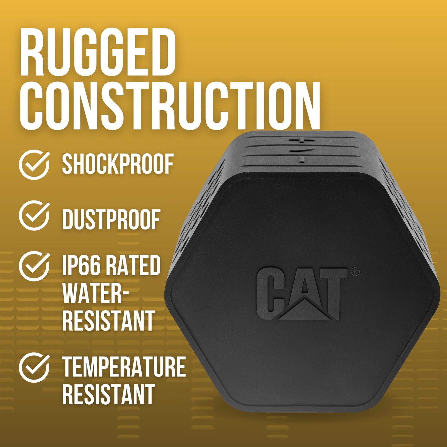 Cat Mini Bluetooth Speaker - Rugged, Heavy Duty, Portable, Wireless Outdoor Speakers | The Best Shock Proof, Dust Proof, & IP66 Water Resistant
