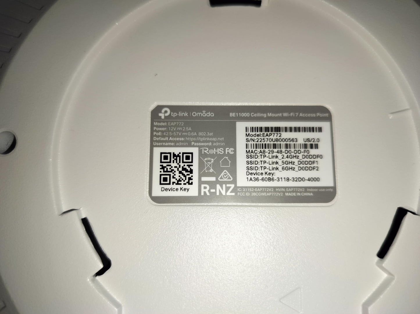 TP-Link Omada WiFi 7 Wireless Access Point - BE11000 Tri-Band, 2.5G Port, PoE+ or DC Powered, Adapter NOT Included, 5yr Warranty, Captive Portal