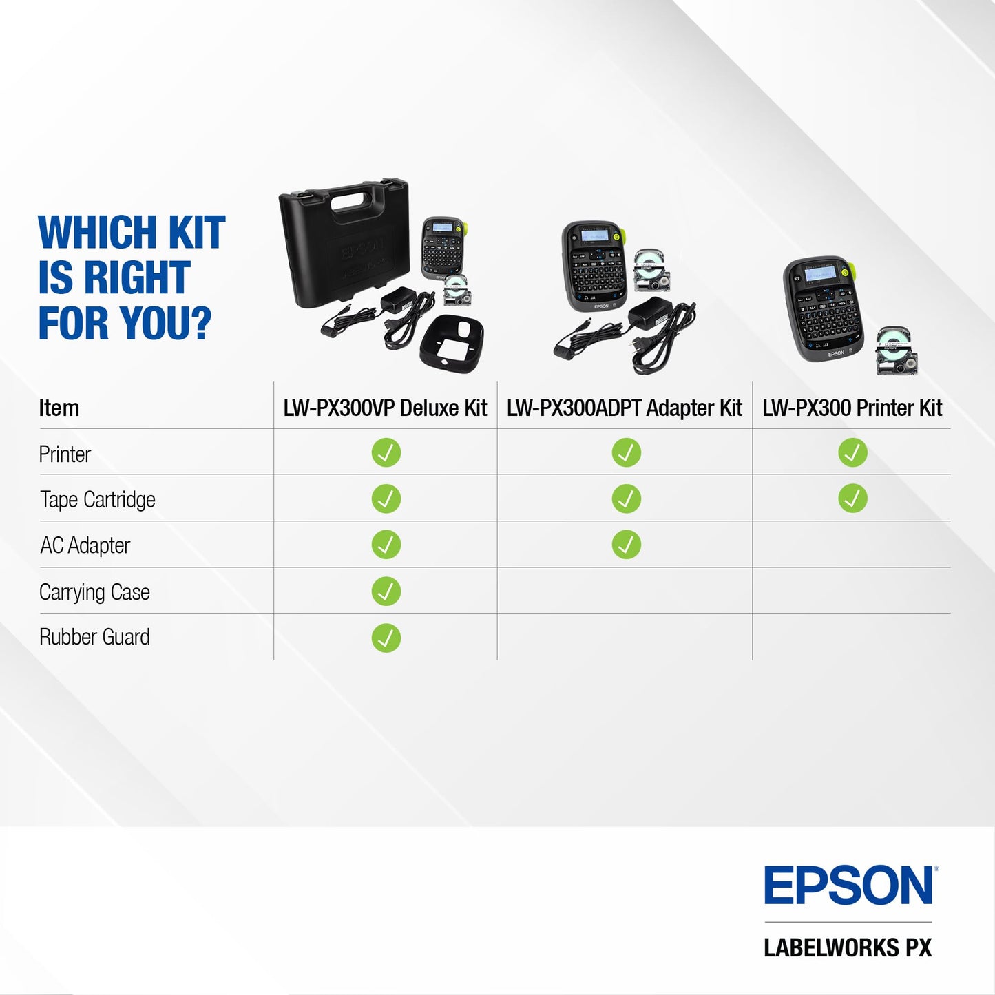 LABELWORKS Epson LW-PX300VP Industrial Label Maker Complete Kit - with Accessories, Sticker Labels, Magnetic Tape Compatible, Only Uses 203 & 205