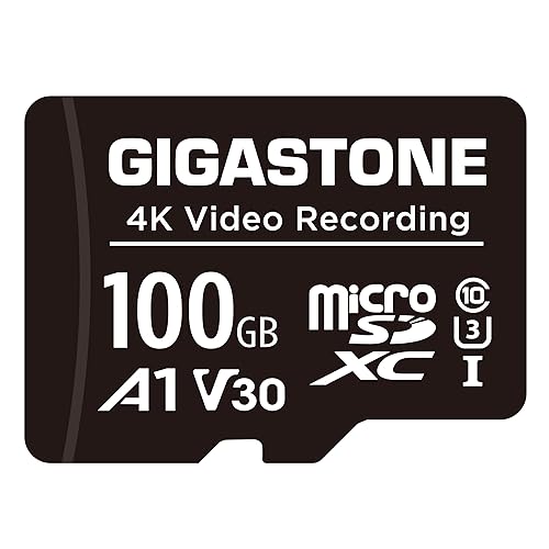 GIGASTONE 100GB Micro SD Card, A1 V30 4K Video Recording, Compatible with Security Camera, Dash Cam, Drone, 100MB/s MicroSDXC Memory Card UHS-I