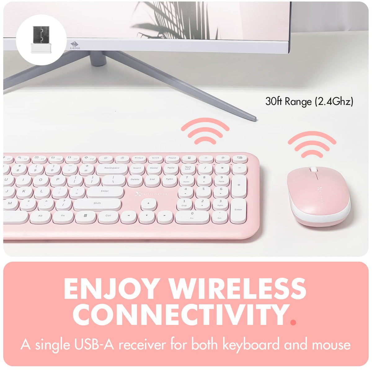 X9 Pink Keyboard and Mouse Wireless | Cute Wireless Keyboard and Mouse Combo - Transform Your Space with a Colorful Keyboard and Mouse Set for PC