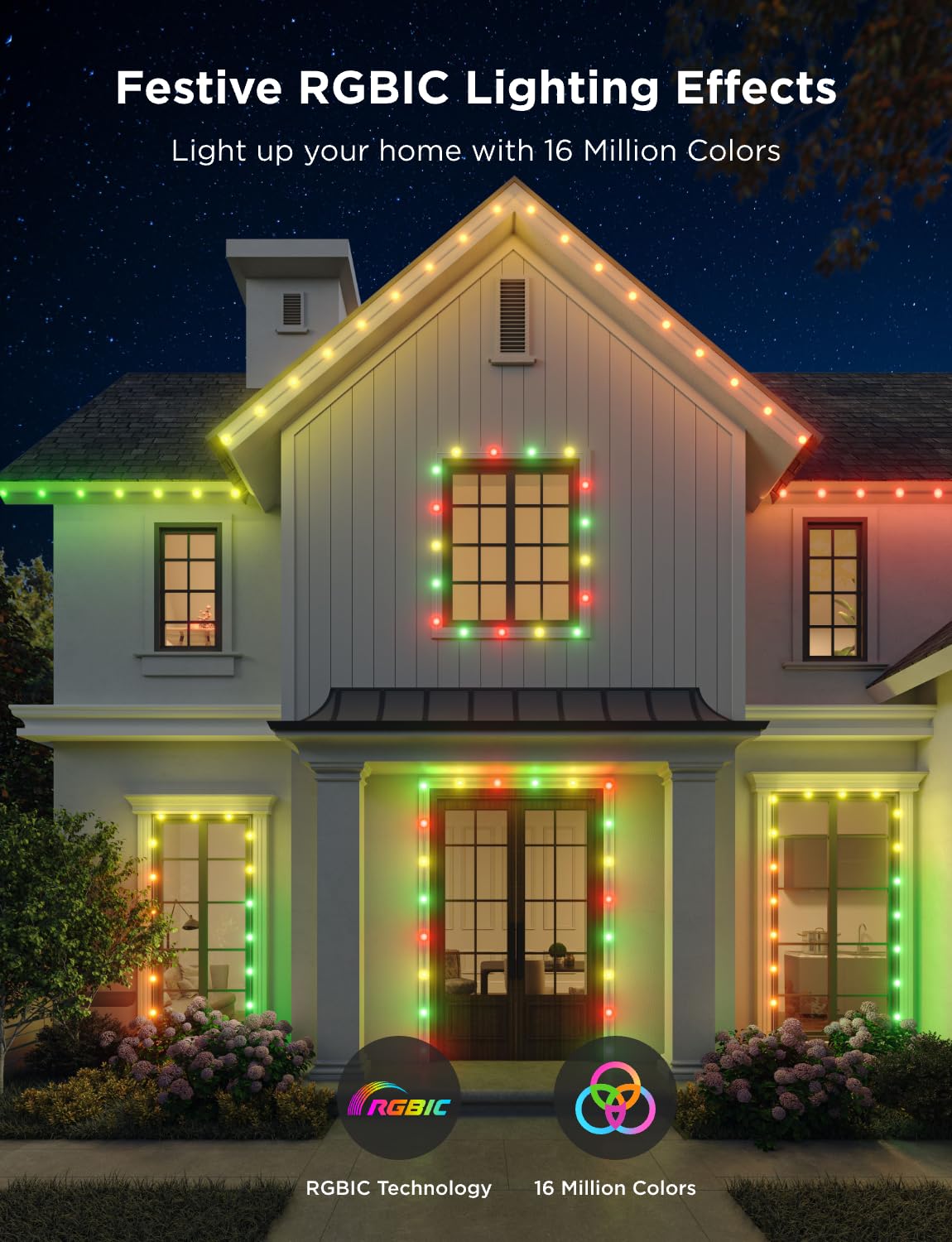 Govee Outdoor LED Strip Lights, 45 RGBIC LED Lights 100FT String Lights with 65 Scene Modes, Halloween Decoration Work with Alexa, Google, APP