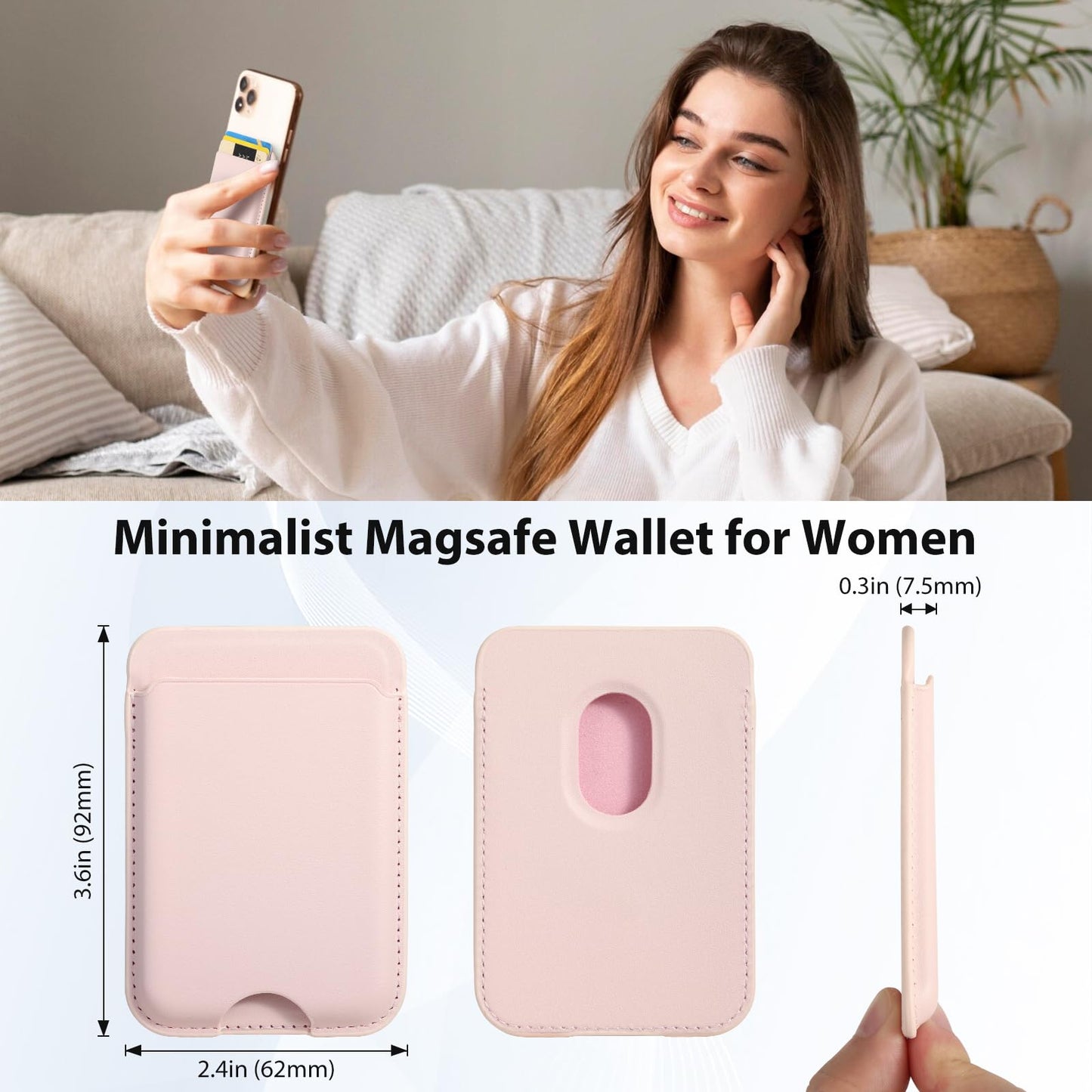 Zemexy Magnetic Wallet Compatible with Apple Magsafe,2Pack Mag Safe Card Holder for iPhone 15/14/13/12 Pro/Max/Plus/Case,Vegan Leather RFID Phone