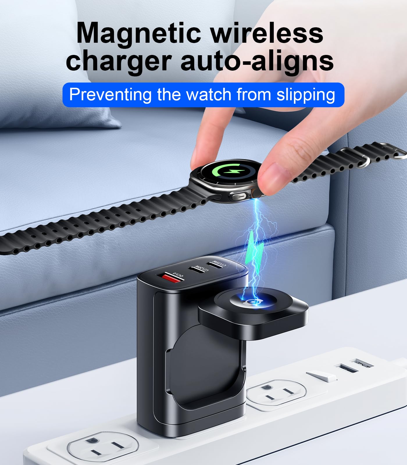 OGRANEE 4 in 1 Charger 40W for iPhone iWatch and Airpods Fast Charging, Portable Travel Multi Chargers for Apple Devices, Dual Usb Wall Charger Block