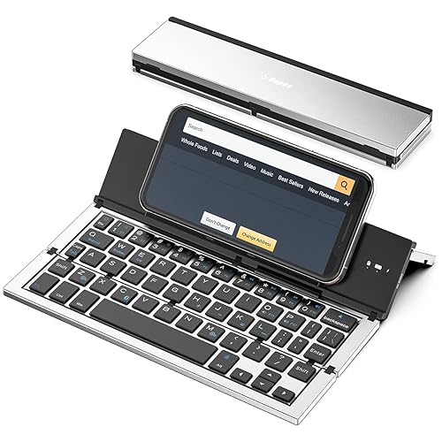 Geyes Bluetooth Keyboard Foldable, Portable Folding Wireless Keyboard with Portable Pocket Size, Aluminum Alloy Housing for iPhone,iPad