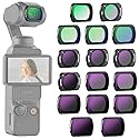 NEEWER 16 Pack Filter Set for Pocket 3, ND8 ND16 ND32 ND64 ND128 ND256 ND1000 ND8/PL ND16/PL ND32/PL ND64/PL Black Diffusion 1/4 1/8 UV Light