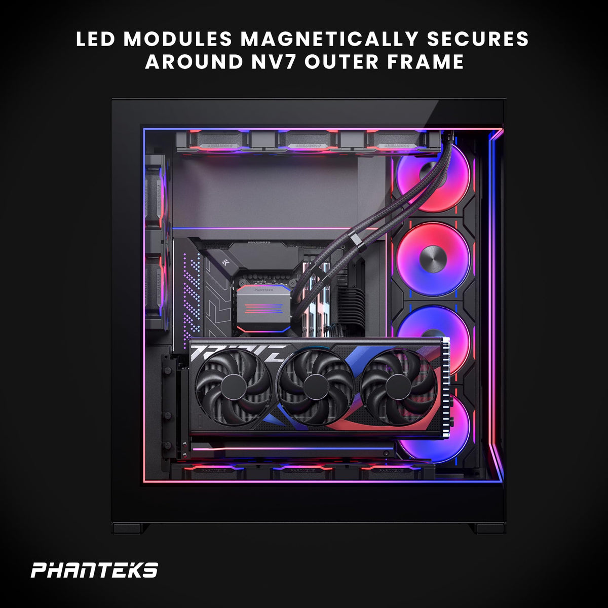 Phanteks NV7 Premium DRGB Kit, 4X D/A-RGB LED modules for NV7 Outer Frame, 1x D/A-RGB Power hub Included (Black)