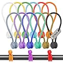 20-Pack Reusable Magnetic Cable Ties - Snap-On Silicone Cord Ties with Strong N52 Magnets - Magnetic Cord Ties for Cable Management, Wire Organizer