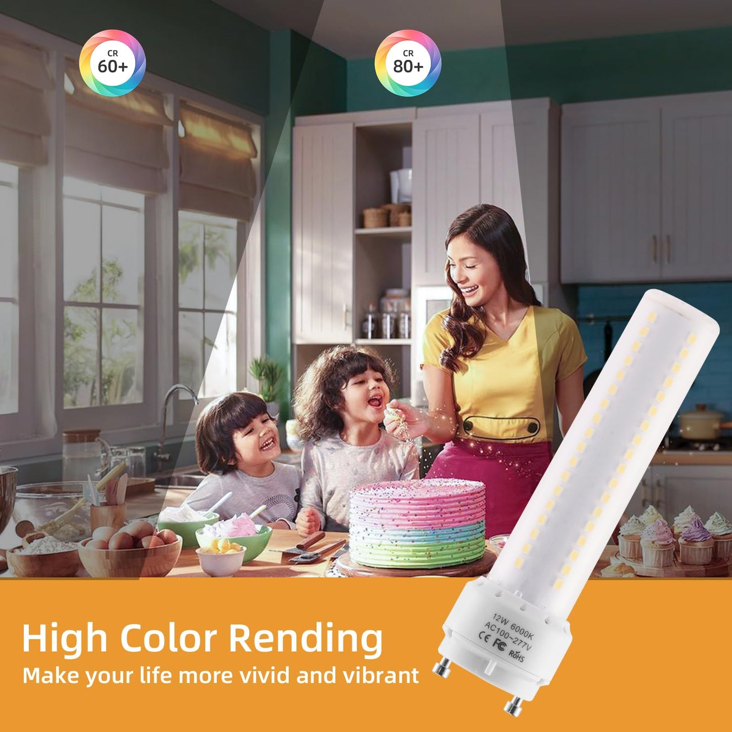Lidesheng GU24 LED Light Bulb 6000K Cool White High Brightness 1600lm for Bathroom Ceiling Fan 18W 23W T2 Spiral CFL Lamp Replacement, 100-277V 12W