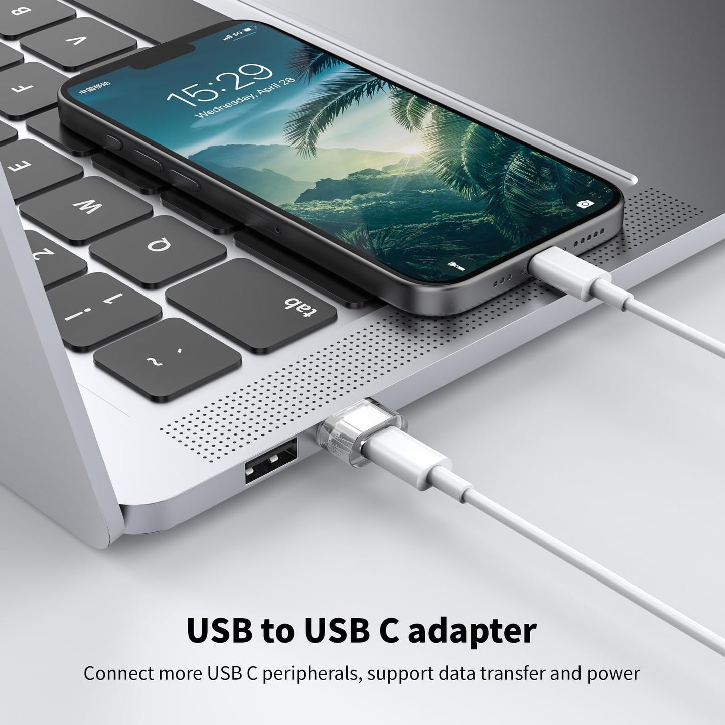 USB to USB C Adapter 5 Pack,USB C Female to A Male Charger Converter Compatible with Apple Watch Ultra iWatch,iPhone 16/15/ Pro Max Plus,iPad,Samsung…