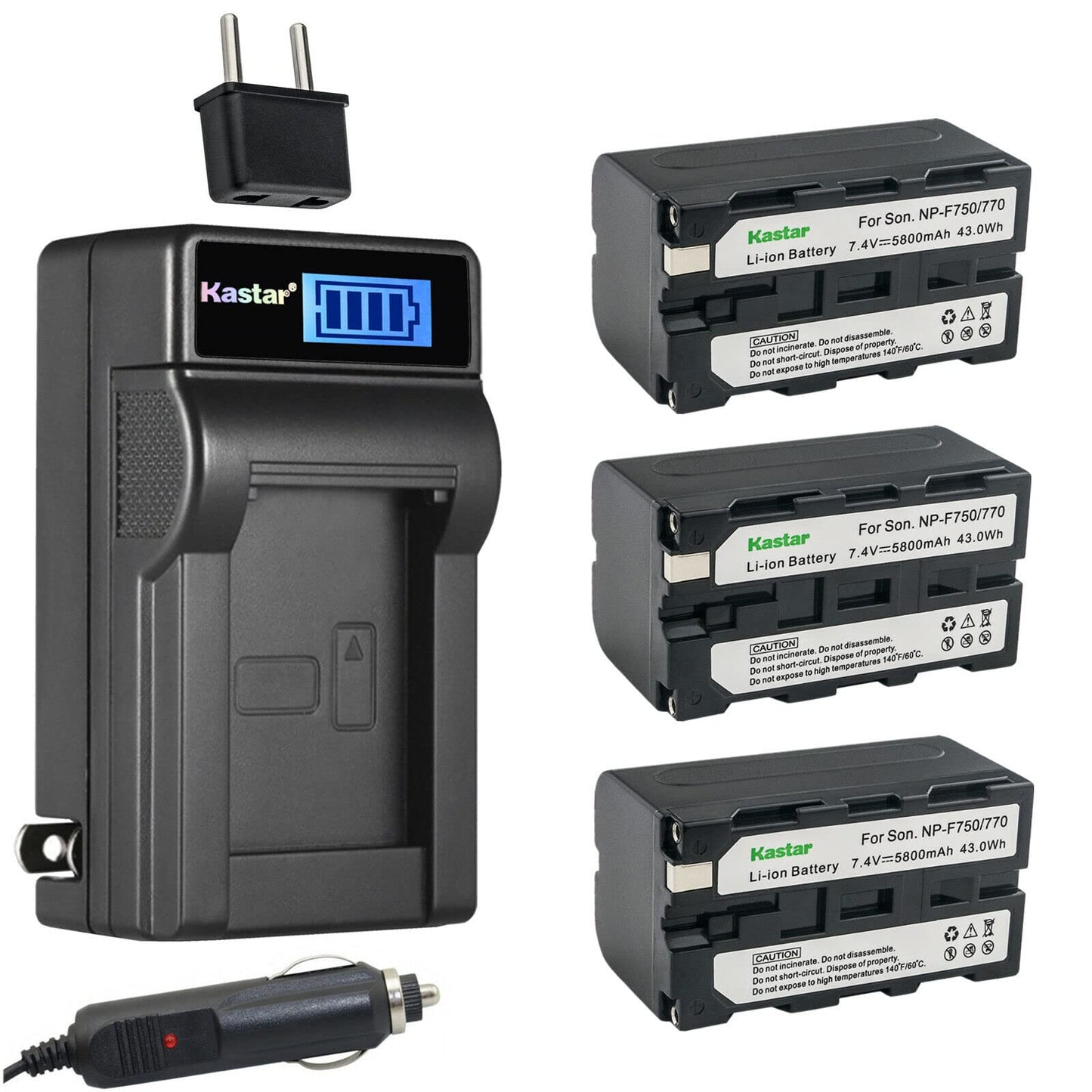 Kastar 3-Pack NP-F770 Battery and LCD AC Charger Compatible with Z Cam E2 Professional 4k Cinematic Camera, Atomos Shogun Flame, Atomos Shogun