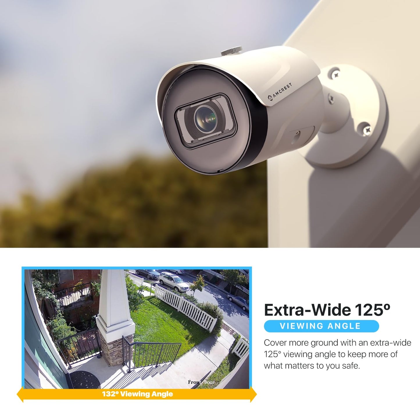 Amcrest 4K (8MP) IP POE Camera, UltraHD Outdoor Bullet, 3840x2160, 98ft NightVision, 125° FOV, MicroSD (256GB), Human & Vehicle Detection, Tripwire