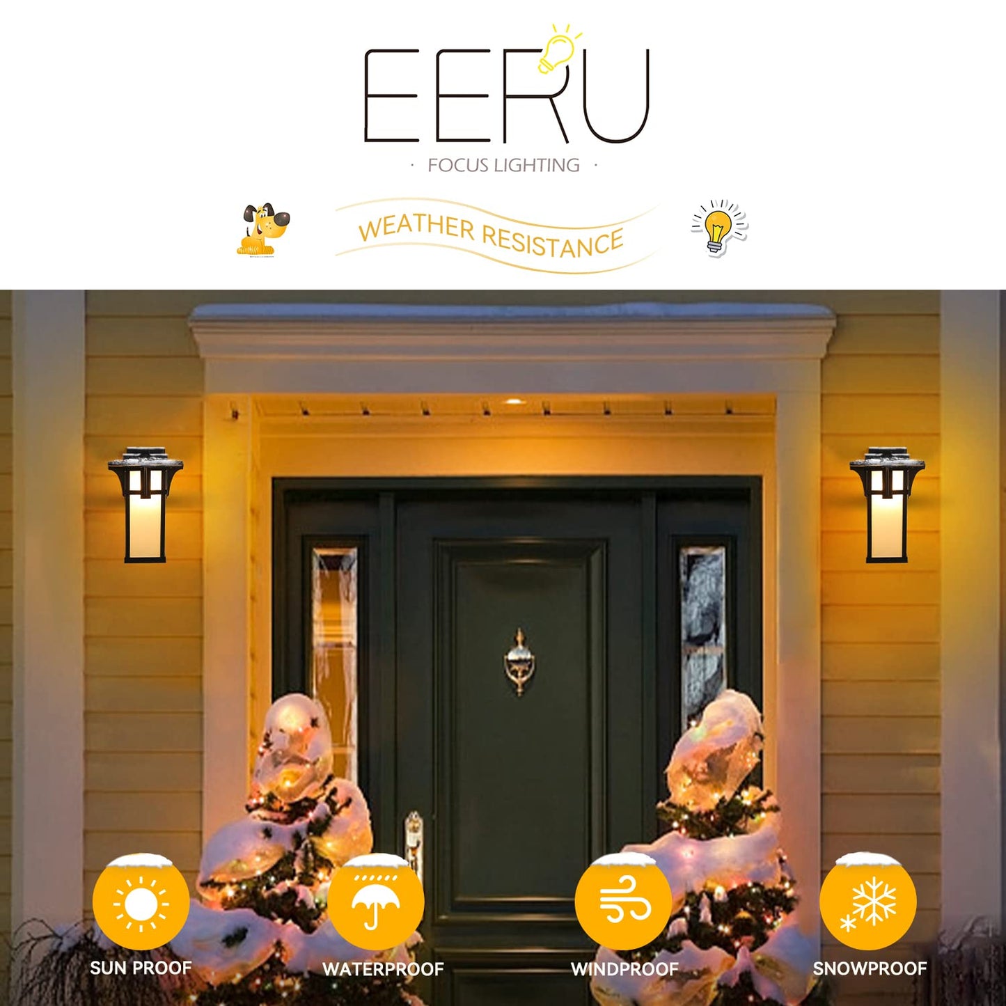 EERU Porch Lights Wall Mount Outdoor Wall Lantern Waterproof Aluminum with Frosted Glass Exterior Light Fixtures Modern Classic Outdoor Wall Lights