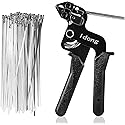 Idong Metal tie wrap Gun kit,Stainless Steel Cable Tie Gun and 100PCS 4.6 x 270mm Stainless Steel Cable Ties,Zip Tie Tool,Cable Tie Gun