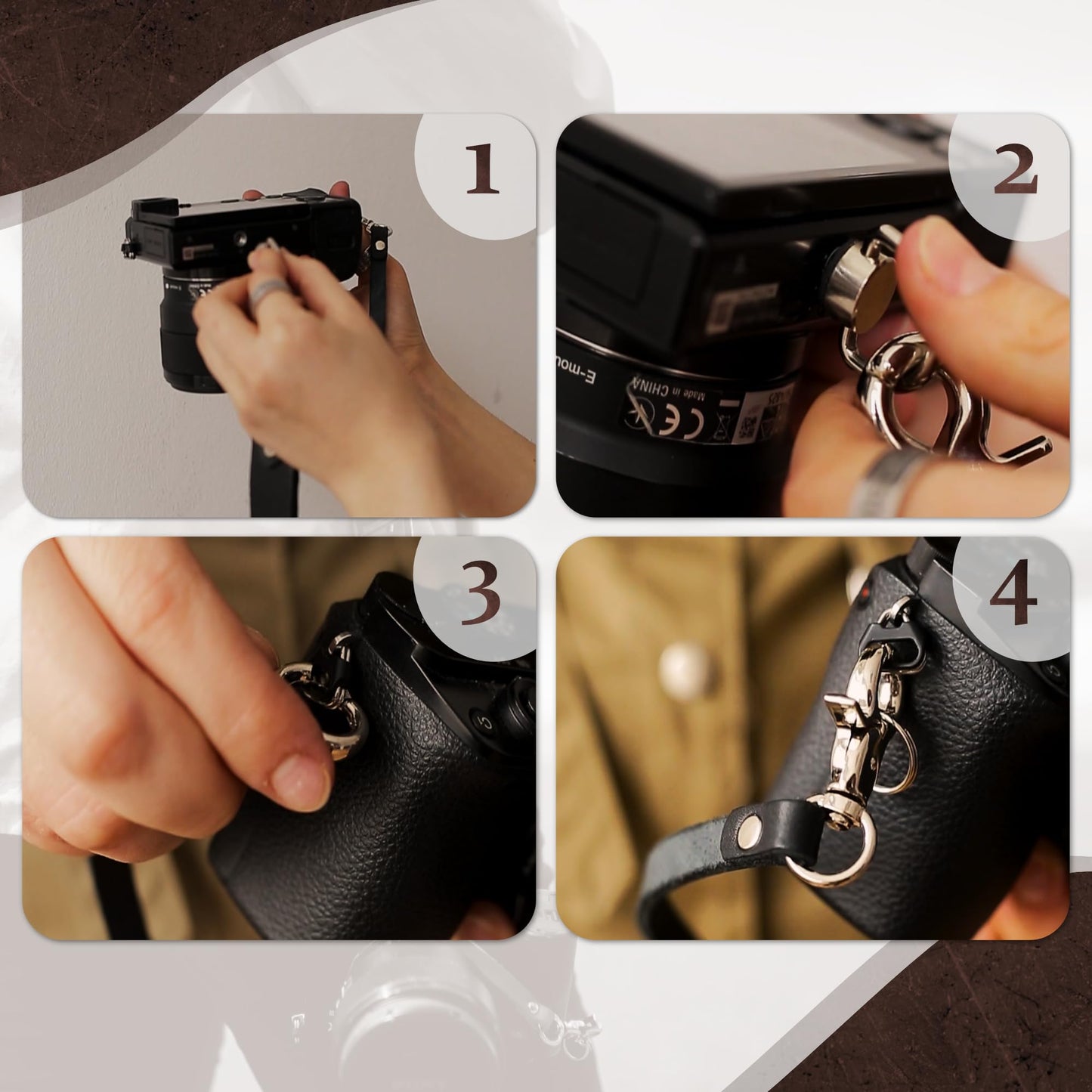 C Coiro Leather Camera Strap for One Camera - Professional Single Leather Harness Shoulder Strap Quick Release Gear DSLR/SLR, Camera Accessories