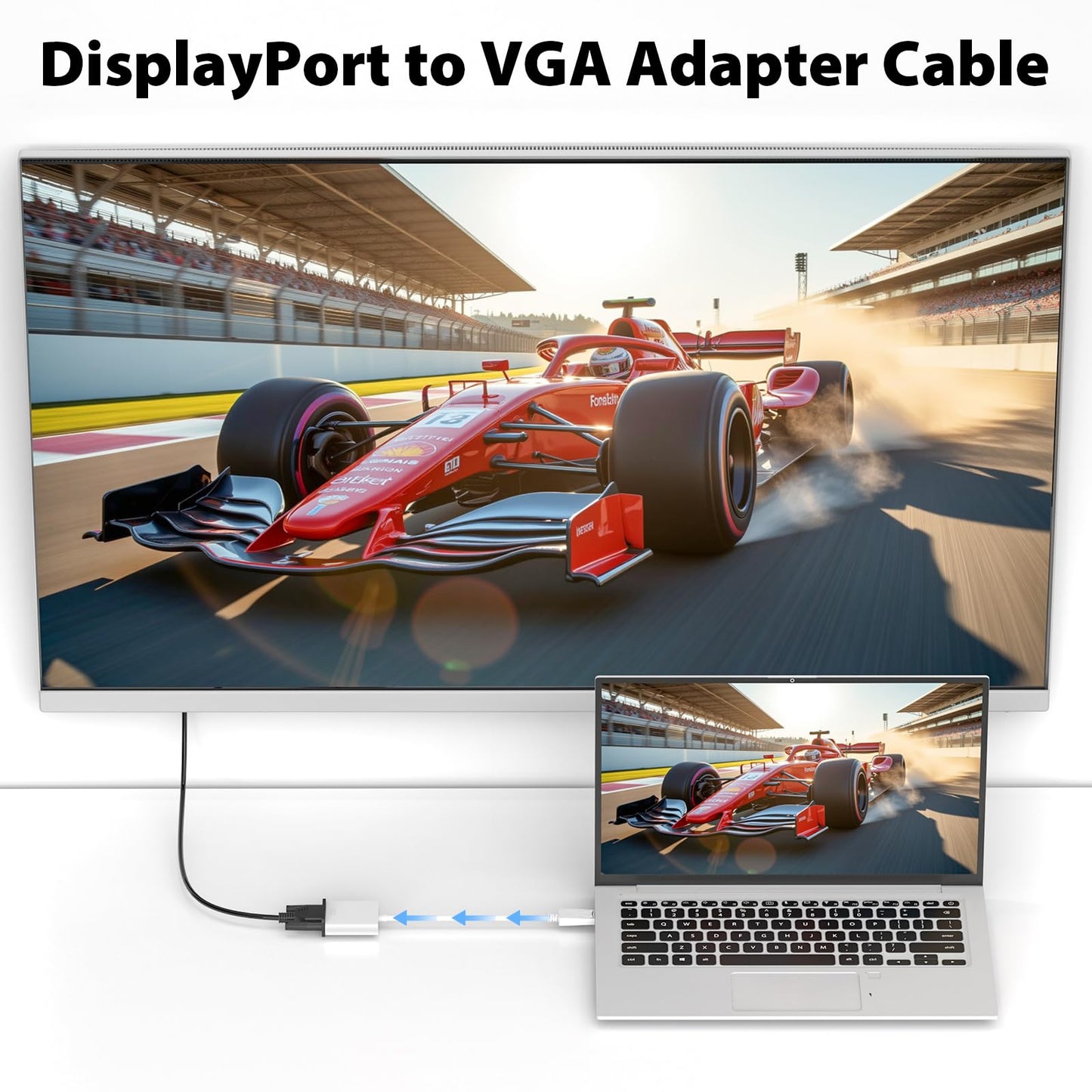 Cyberguys! DisplayPort (DP) to VGA Cable Adapter - 1080P DP Male to VGA Female Converter for Monitor Projector HDTV - Gold-Plated, Secure-Latch
