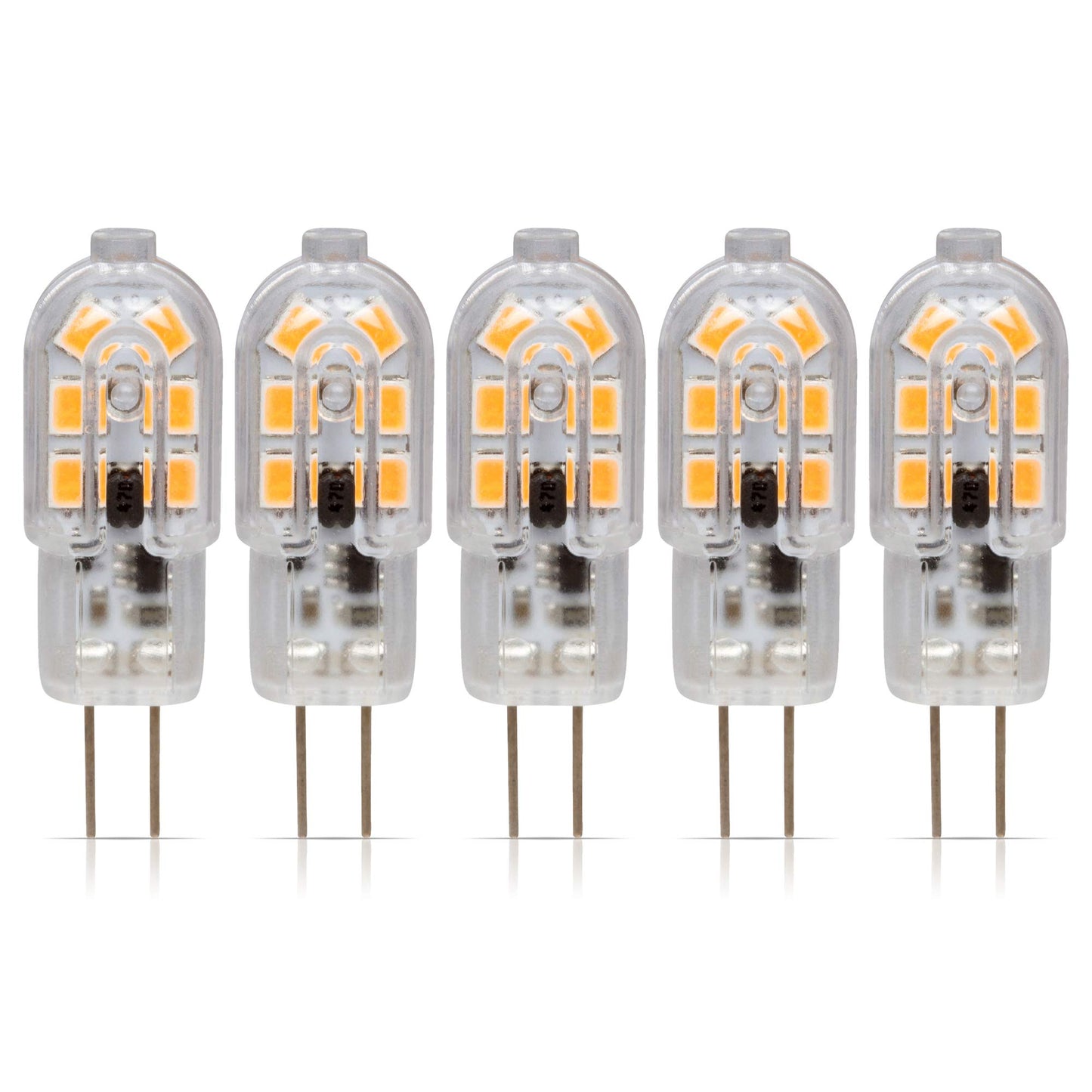 Simba Lighting LED G4 1.5W 12V AC/DC T4 JC Bulb, Bi-Pin Base, 3000K, 5 Pack