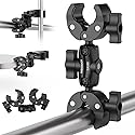 NEEWER Double Super Clamp Mount with Magic Arm, 360° Umbrella Flag Pole Clamp Holder for Desk Photo Studio Light Stand Photography Reflector Scrim