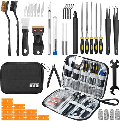50Pcs 3D Printer Tool Kit & Accessories for All FDM/SLA Printers, Includes Nozzle Cleaning Kit, Scraper, Deburring Tool, Files, Brushes - Complete