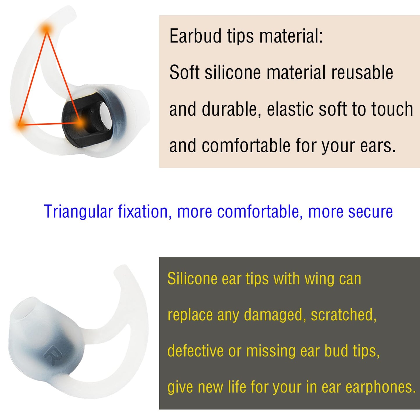 WKYMY Silicone Earbud Replacement Tips Earbud Covers Compatible with Bose SoundSport Freestyle IE2 IE3 Headphone Ear Tips Rubber Tips 3 Pairs S M L