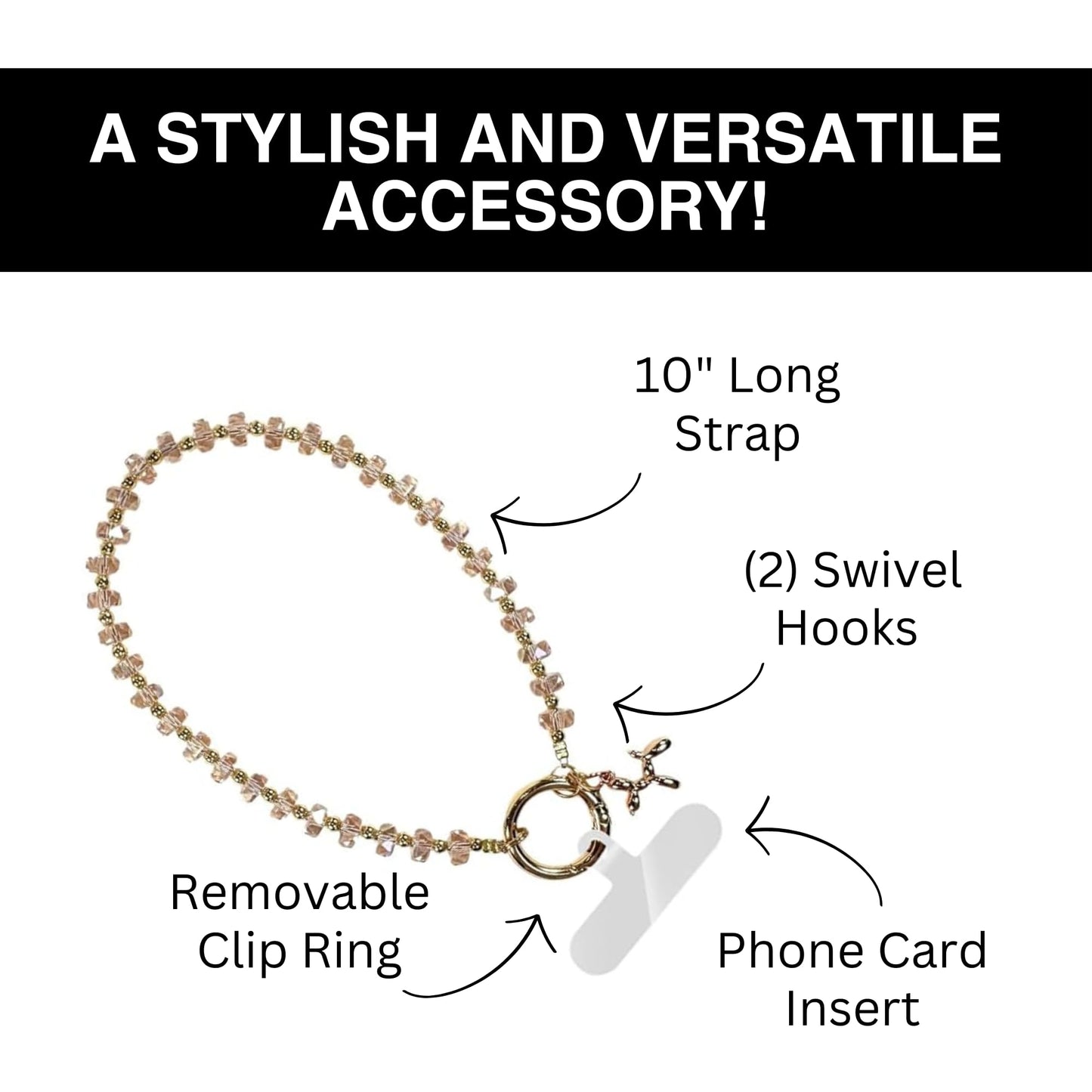 Save the Girls Clip and Go Phone Wristlet (Pink) - Hands Free Phone Wrist Strap - Multifunctional Women’s Bracelet or Necklace Holder On Strap