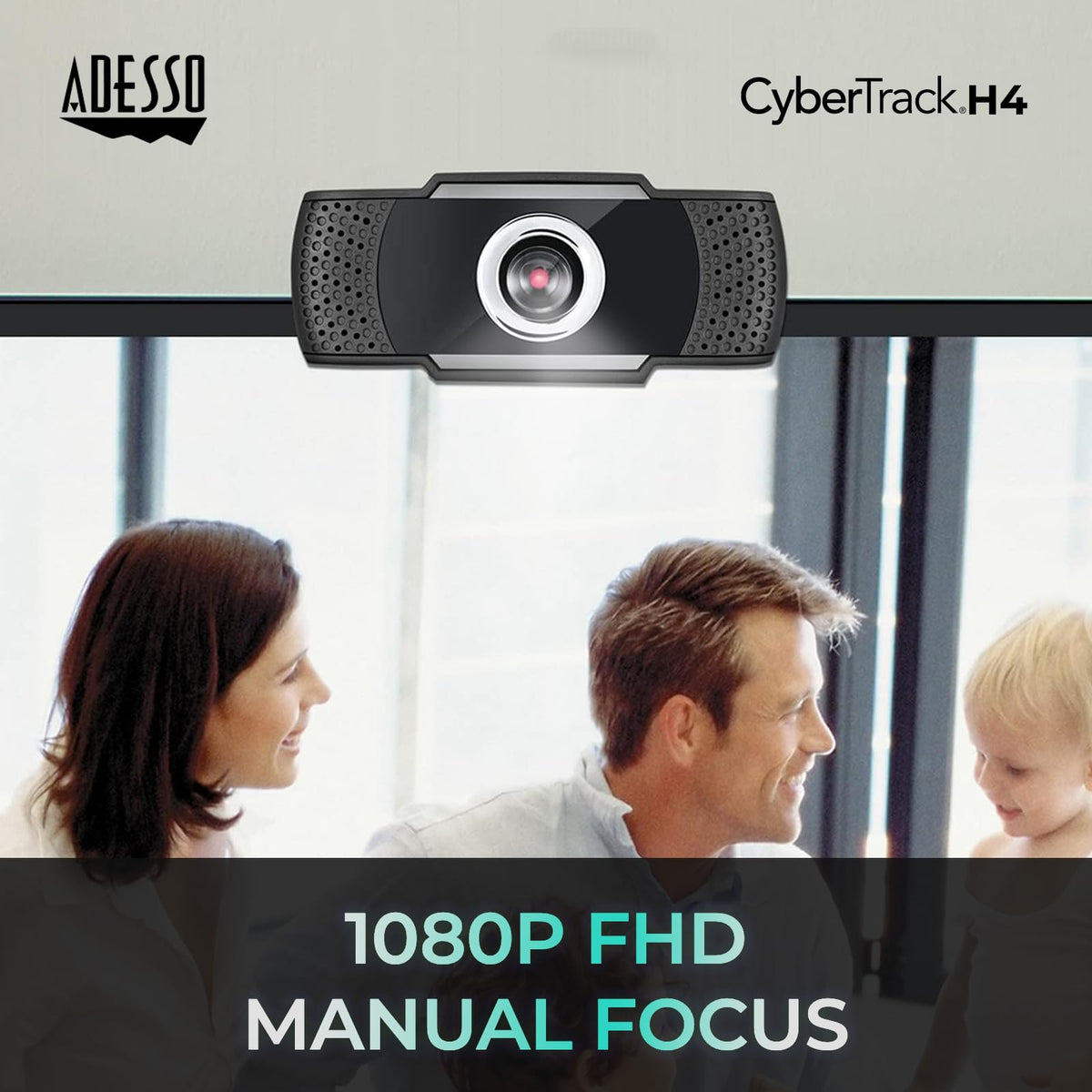 CyberTrack H4 Webcam 1080P HD USB, Black