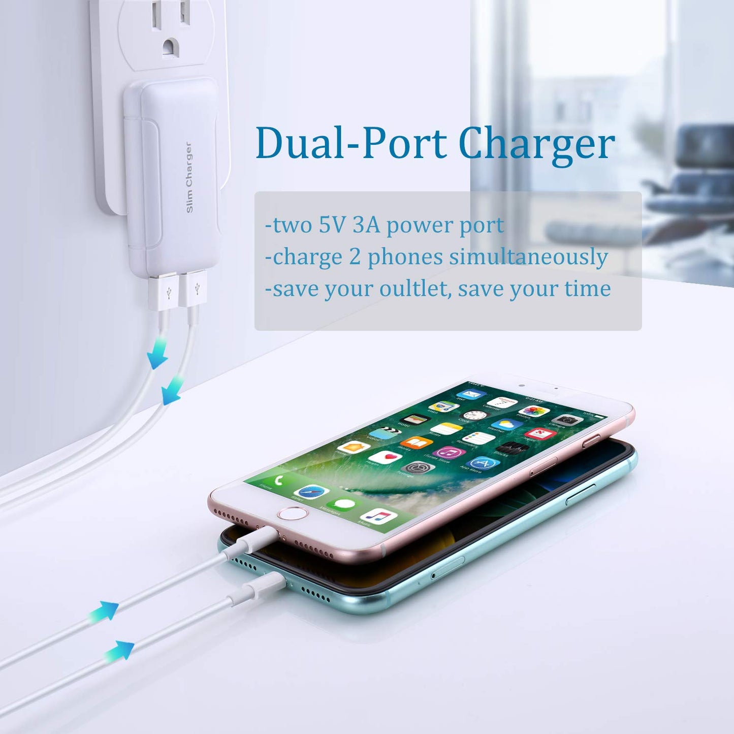 USB Charger Plug, Excgood Ultra Compact USB Wall Charger Foldable Wall Plug Compatible with Home Camera, iPhone 16 15 14 13 Pro Max/12/11/Xr/Xs/X