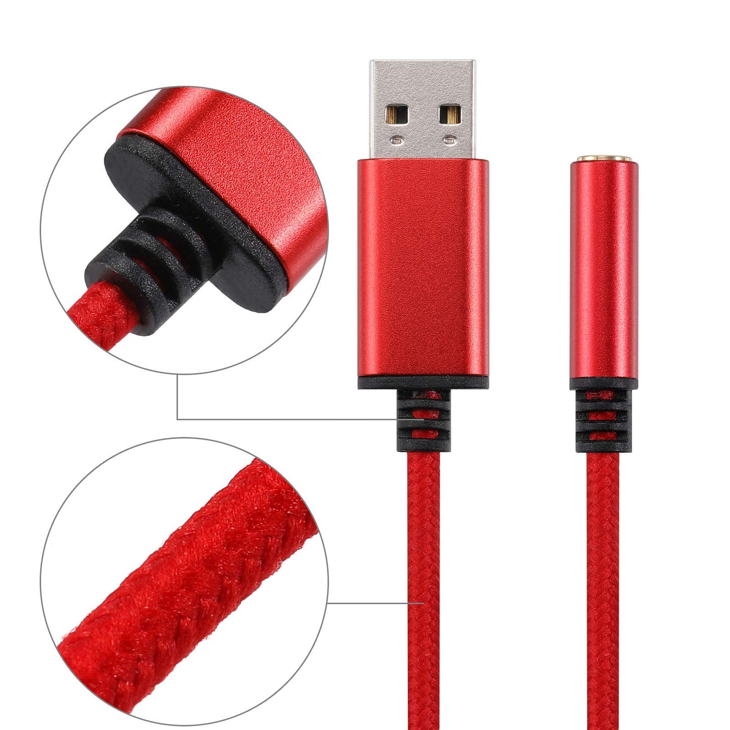 USB to 3.5mm Headphone Jack Audio Adapter, Support USB to TRRS 4-Pole 3.5 aux Port Headset, External Stereo Sound Card for PC, Laptop, PS4,Mac etc