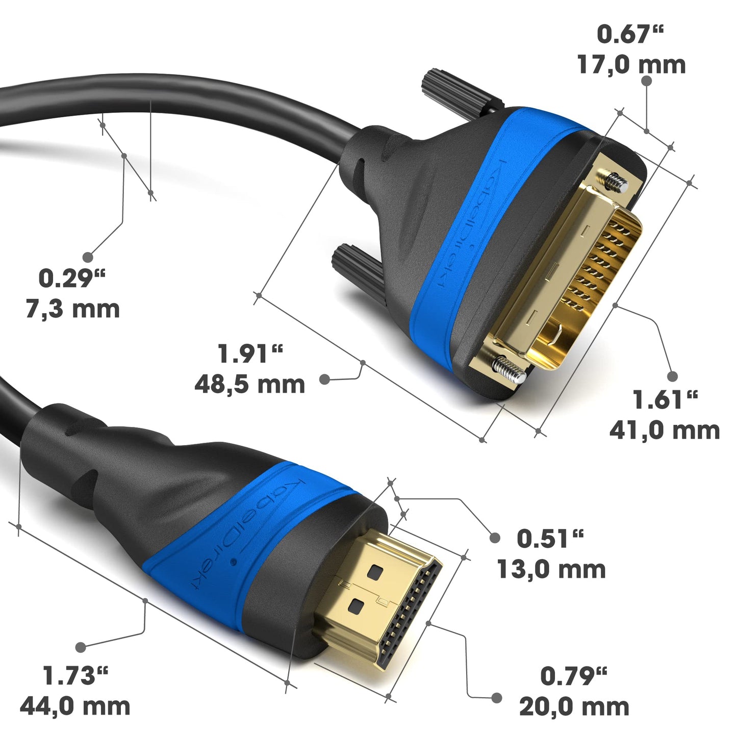 HDMI DVI Adapter Cable with A.I.S. Signal-Interference Protection - 6ft (bi-Directional DVI-D 24+1/HDMI Monitor Cable, PC/Laptop to Monitor/TV, Full
