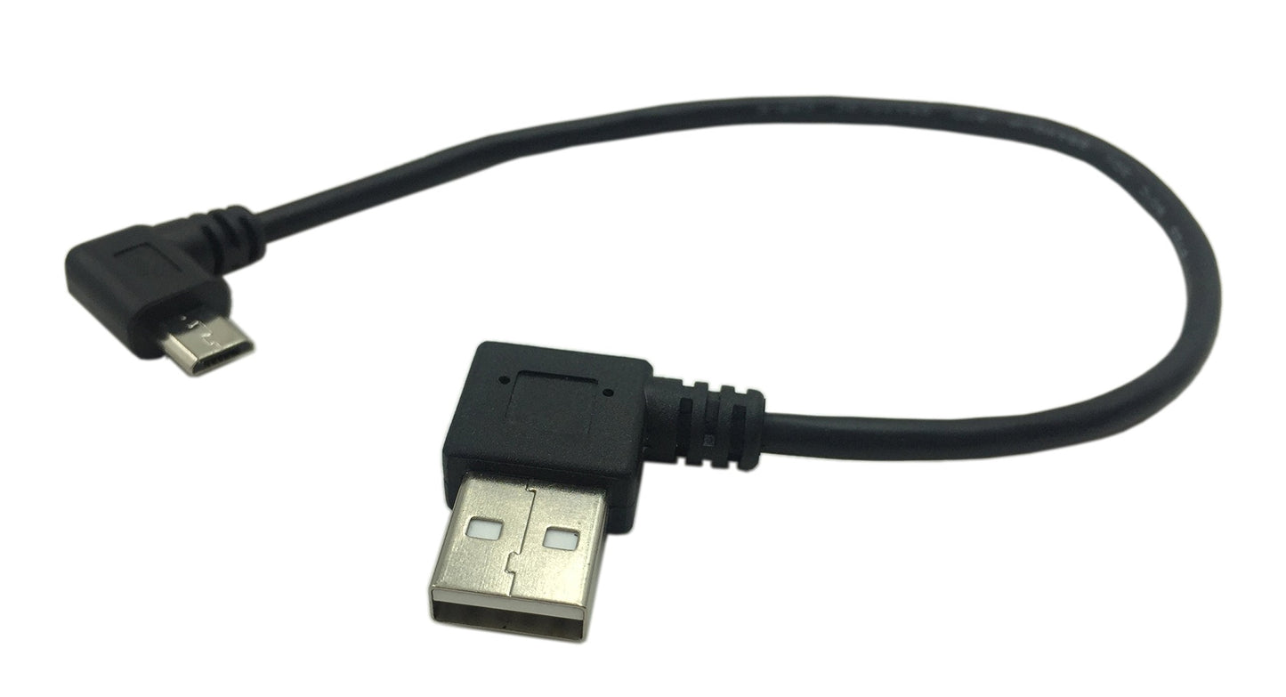 CERRXIAN 9Inch Micro USB Cable Combo Left & Right Angle Micro USB 5 Pin Male to USB 2.0 Type A Right Angle Male Data Sync and Charge Cable