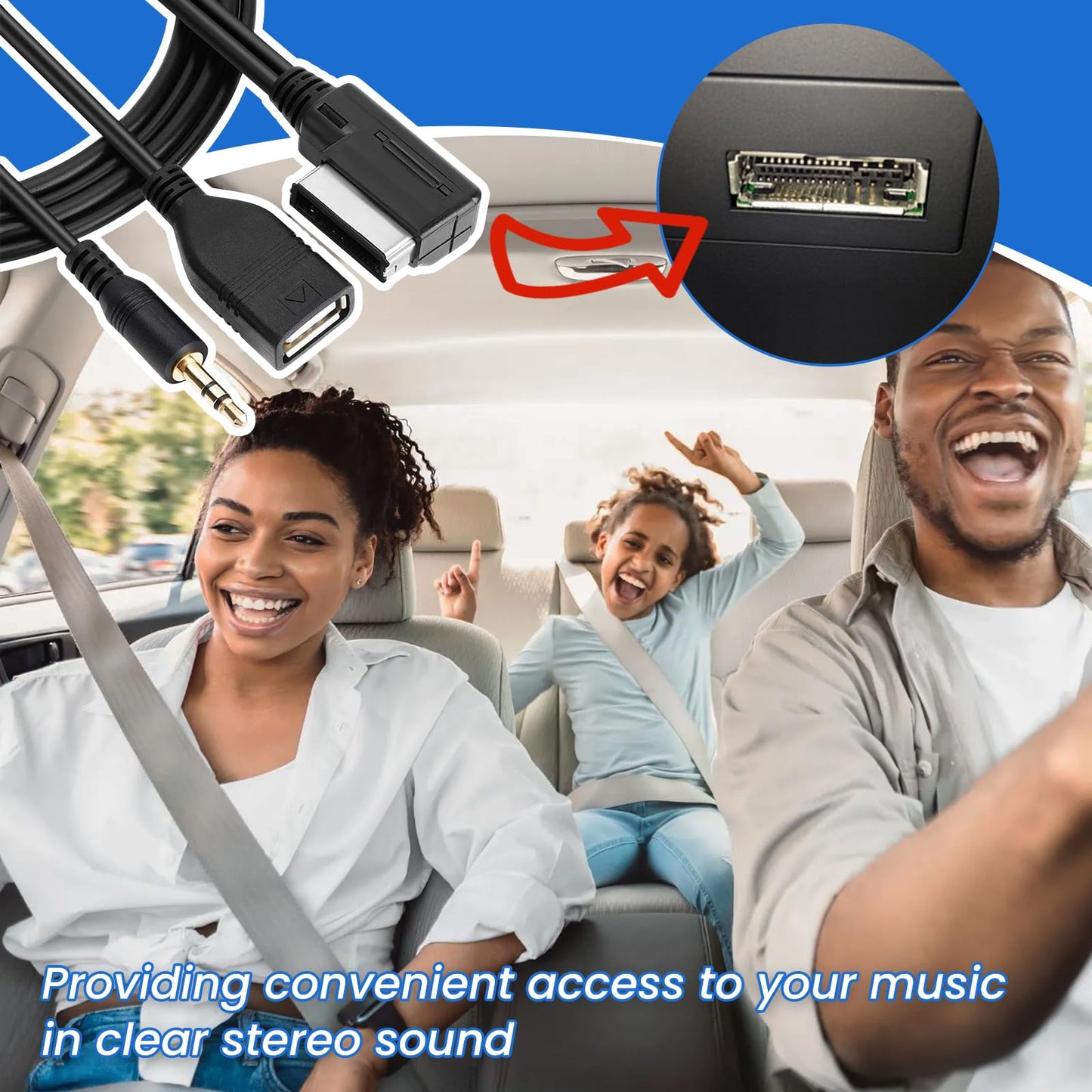 MENURSY MDI MMI AUX USB Charging Adapter Cable with 3.5mm Music Interface Compatible MB S, SL, CLS, CL, C, SLK, E, ML, GLK, R Class with Comand APS