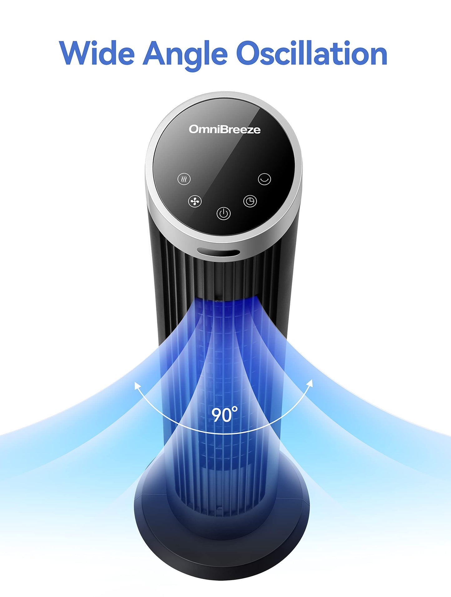 OmniBreeze Digital Electric Tower Fan, with Remote Control, LED Display, Standing Bladeless Floor Fans Cooling and Quite Indoor Living Room Bedroom