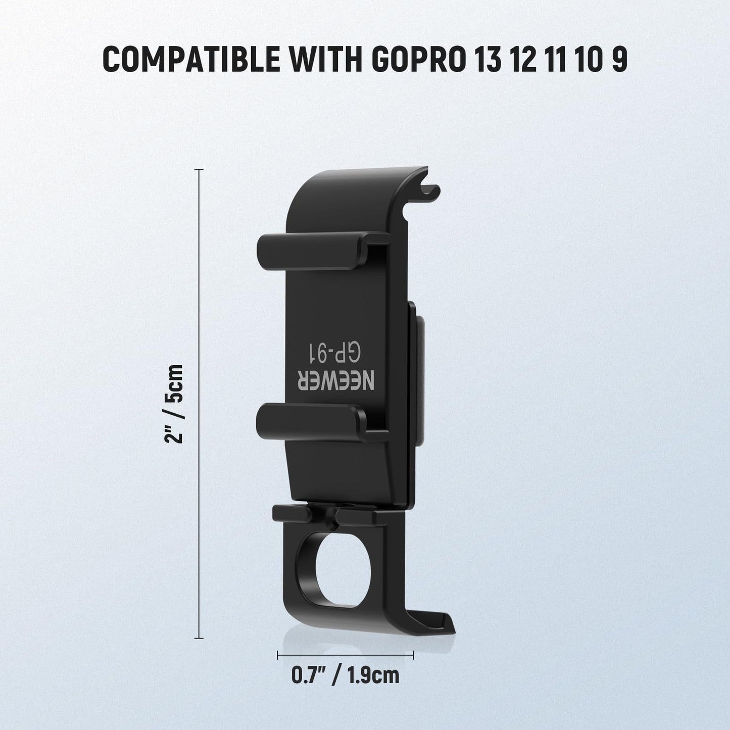 NEEWER Action Camera Side Door Compatible with GoPro Hero 13 12 11 10 9 Black, Dustproof Battery Compartment Cover Replacement with Cold Shoe
