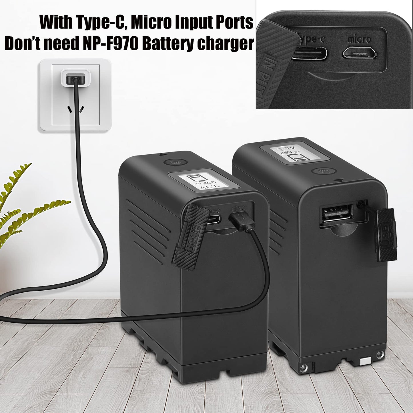 JYJZPB 2 Pack NP-F970 Battery Compatible for Sony NPF970 NP-F960 NP-F950 NP-F930 NP-F550 NP-F530 NP-F570 and Sony Handycams, Upgraded NP F970 Battery